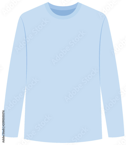 Blank Light Blue Long Sleeve T-Shirt Vector Mockup Template