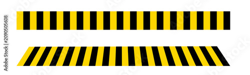 Collection of yellow and black hazard stripes safety warning patterns and cautionary design elements isolated on white background