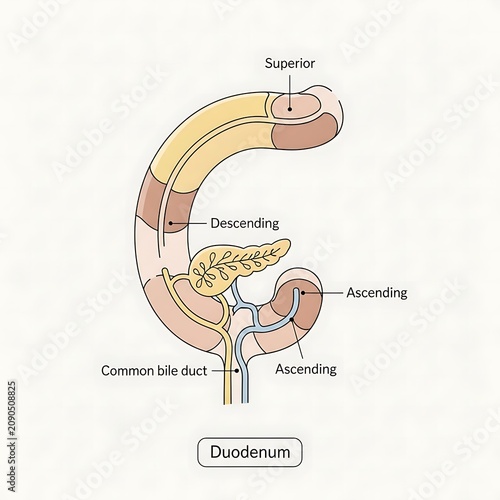 Anatomical diagram of human gallbladder and bile ducts.