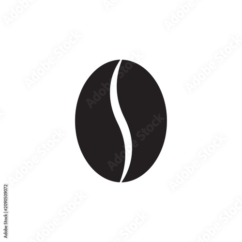 Minimalist black coffee bean vector icon isolated on white background