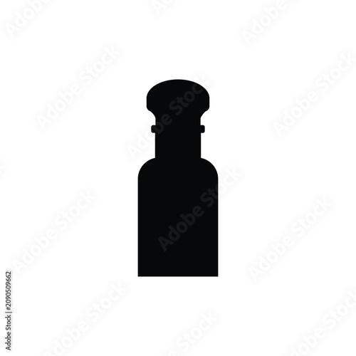 Minimalist black silhouette of an oriental attar perfume bottle