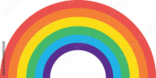 Fotografie Flat vector illustration of a vibrant six-color rainbow arch (red, orange, yellow, green, blue, purple)