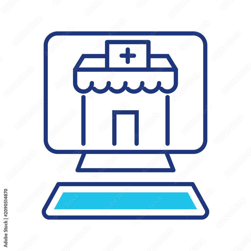 Fototapeta premium Telemedicine clinic icon. Healthcare and telemedicine line symbol. Color.