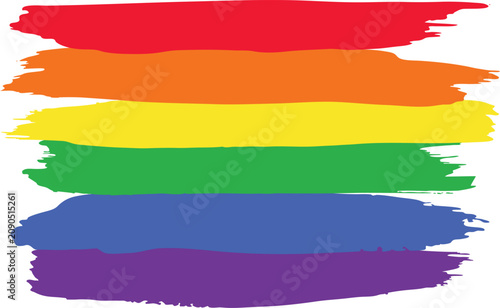 Fotografie Vibrant vector illustration of horizontal brush strokes forming the traditional six-color LGBTQ pride flag (red, orange, yellow, green, blue, purple)