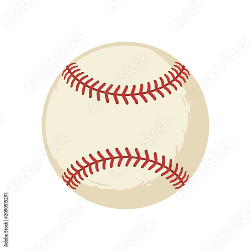 Realistic baseball with red stitching on white background.