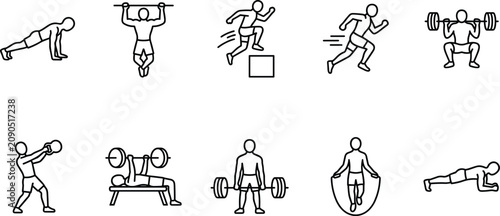 Konstfotografi Diverse fitness activities a collection of line art icons depicting various exer