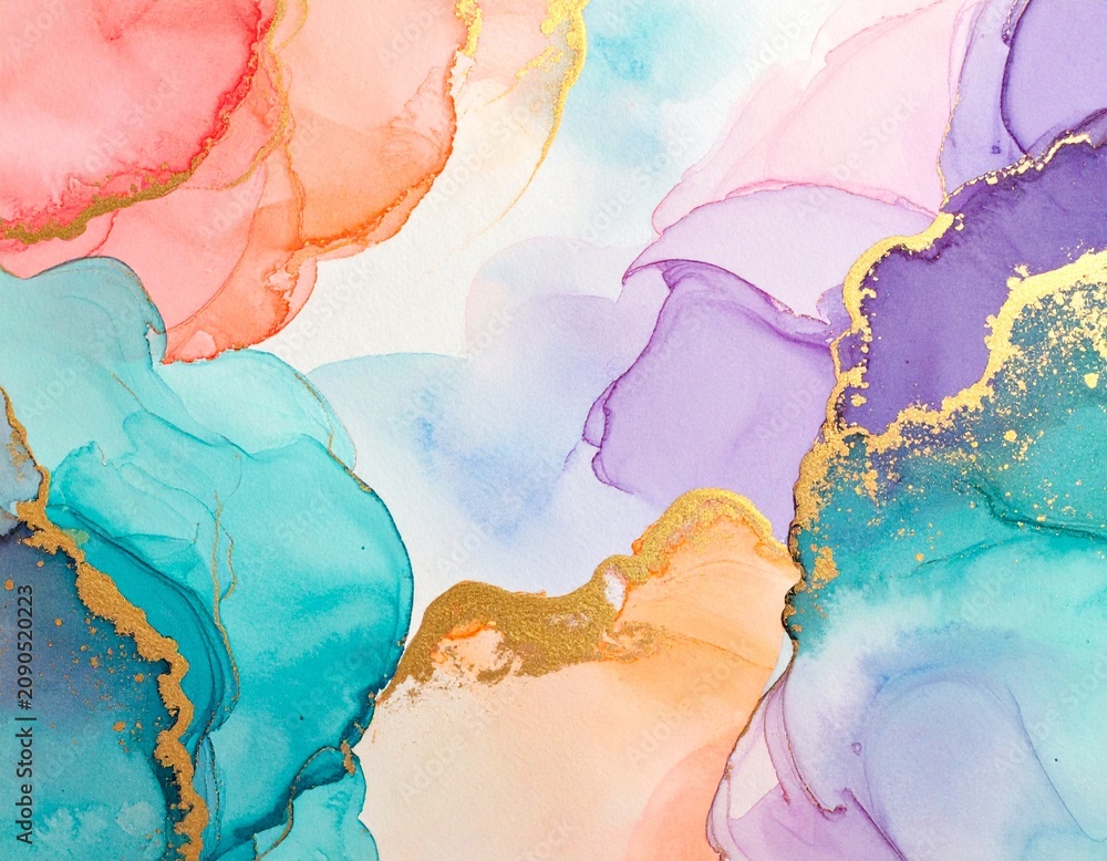 Fototapeta premium Abstract luxury watercolor background on premium handmade cotton paper, layered washe