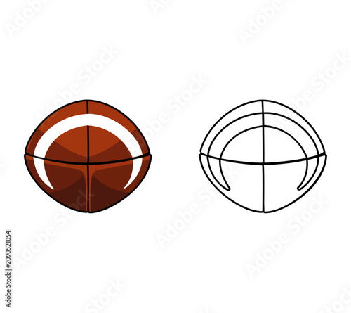 Cartoon American Football The Ball Face Forward For Coloring Illustration Simple Digital Design