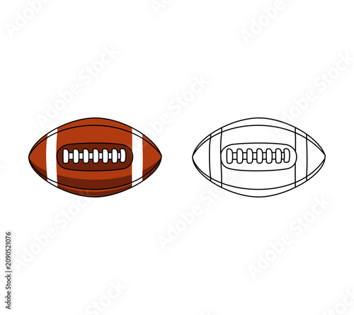 Cartoon American Football Seen From Above For Coloring Simple Digital Design