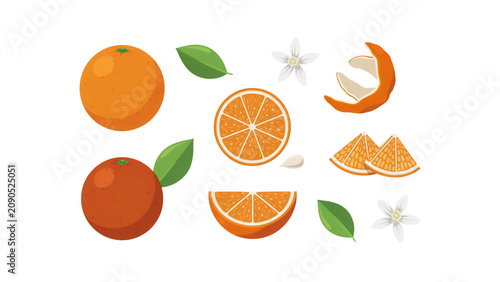 Εκτύπωση καμβά Fresh citrus fruits and sliced pie with leaf garnish arranged in a playful compo