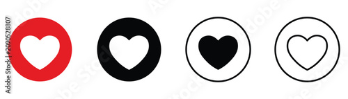Canvastavla Social media like button and love concept heart icon set