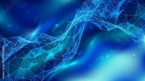 Futuristic blue network, glowing connections, abstract background, digital landscape