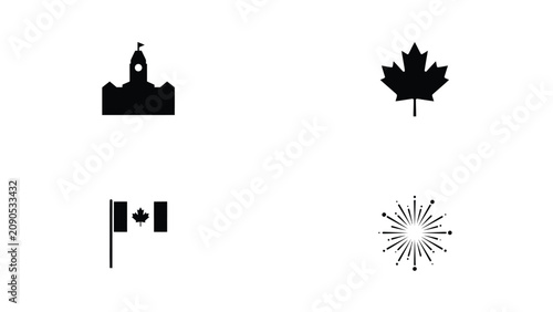 Fotografie Celebratory national symbols with architectural landmark with minimalist black w