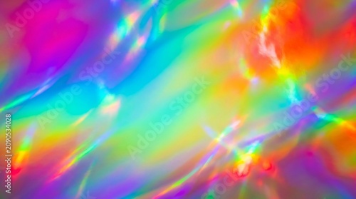 Holographic rainbow background, colorful abstract texture, shiny iridescent effect, vibrant neon foil