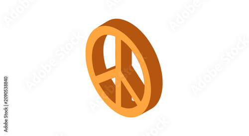 Tableau sur toile Isometric 3d orange peace symbol for harmony and pacifism