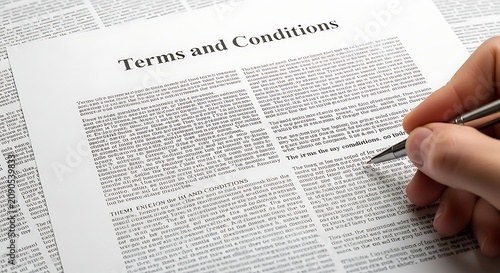 Terms and Conditions Document Being Signed on Desk