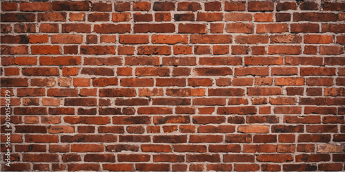 Принти на полотні Red brick wall closeup showing masonry texture with architectural construction d