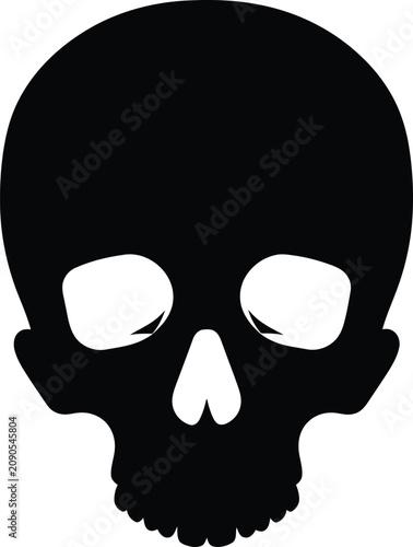Minimalist black skull icon isolated on a white background for graphic design