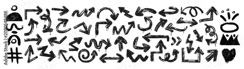 Obraz na plátně Punk and graffiti style brush drawn doodle shapes