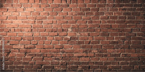 Bild auf Leinwand Red brick wall closeup highlighting masonry texture with architectural construct