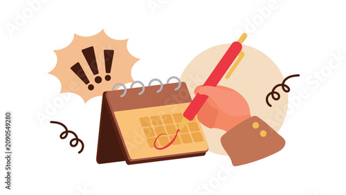 Business Time Management Reminder Template, Stressed Employee and Rush Hour Work Flat Graphic Illustration Set for Landing Page