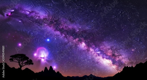 Vivid Milky Way Galaxy Glowing Above Silhouetted Mountain Landscape at Night