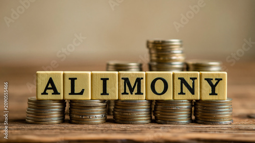 Alimony Word Blocks on Coin...