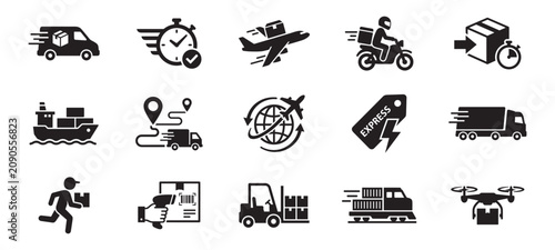 Obraz na płótnie Fast shipping icon set