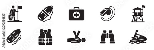 Konstfotografi Beach lifeguard icon set