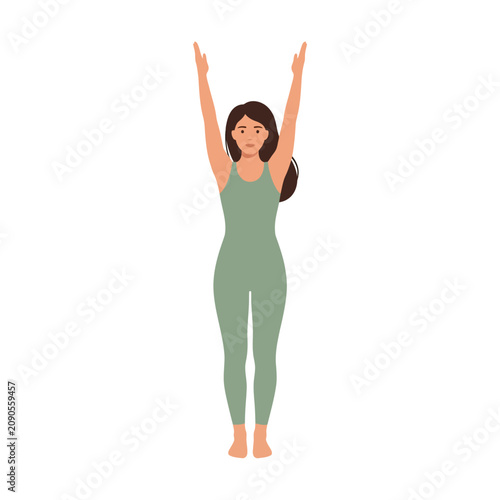 Schilderij op canvas Serene Woman Practicing Upward Salute Pose
