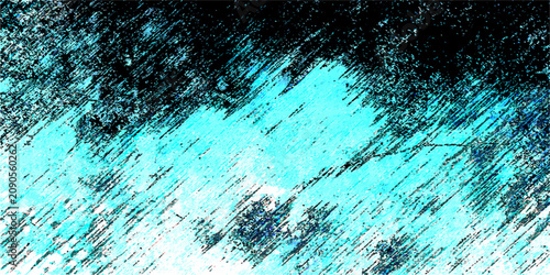 Fotografie Abstract distressed texture grunge background, weathered surface with chipped paint teal turquoise hue, hints decay atmospheric effect