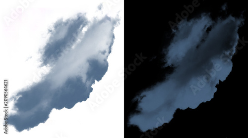 Foto Dramatic storm cloud isolated on white and black backgrounds, dark blue thunderc