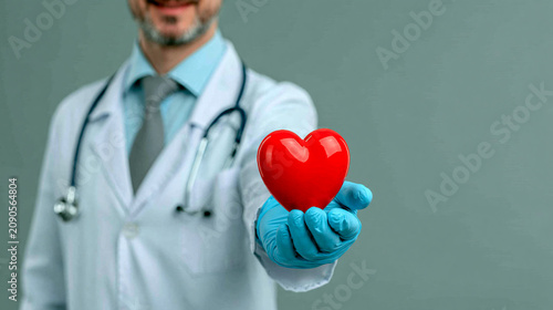 Doctor holding a red heart