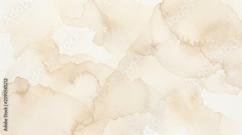 Abstract beige watercolor background, soft neutral wash texture, elegant earthy tone paint splashes for wedding stationery and branding