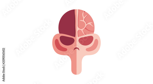Foto Grumpy human brain character with frowning face expression