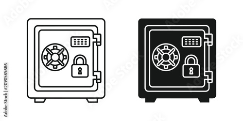 Foto Security safe box set with combination lock and padlock symbol for financial pro