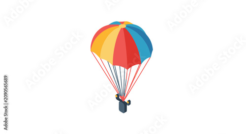 Schilderij op canvas Colorful parachute descending in the air