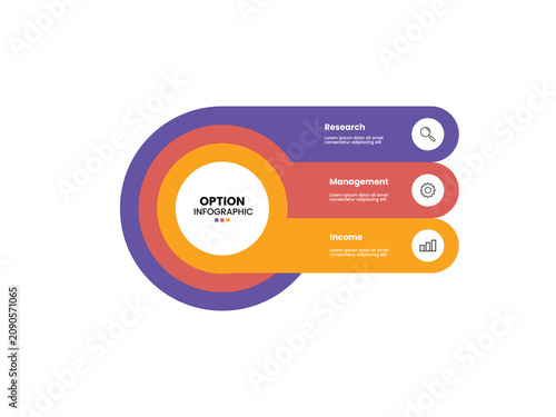 Quadro su tela 3 step, option, part or process circle layered wheel venn diagram infographic de