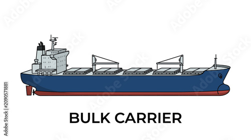 Bulk carrier ship, Large cargo vessel designed for bulk goods transport across oceans, an essential element of global shipping logistics and international trade