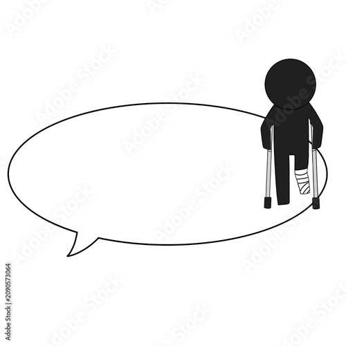 Slika na platnu Using crutches pictogram silhouette speech bubble illustration
松葉杖をつく　ピクトグラム　シルエ