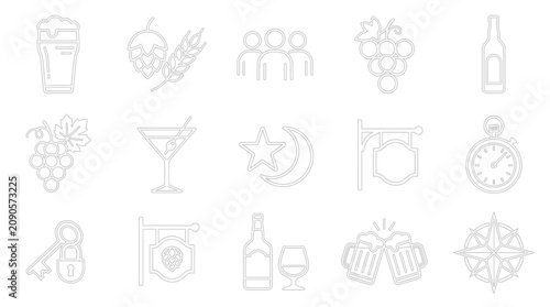 Bild auf Leinwand Alcohol Beverage Icon Collection.