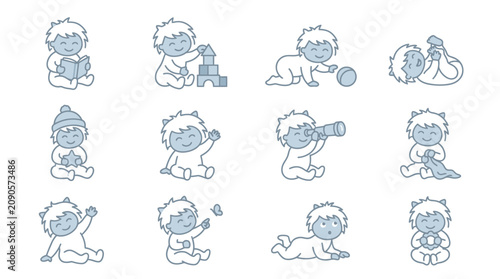 Canvas Print Cute baby cartoon characters playing.