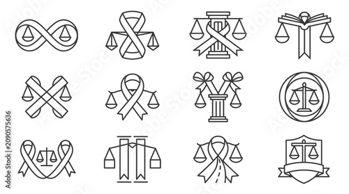 Photos Law Justice Symbol Icons Set.