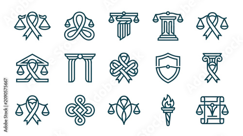 Foto Law Justice Symbols Icons Set.