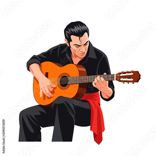 Фотография Flamenco Guitarist Performing Rasgueado Strum