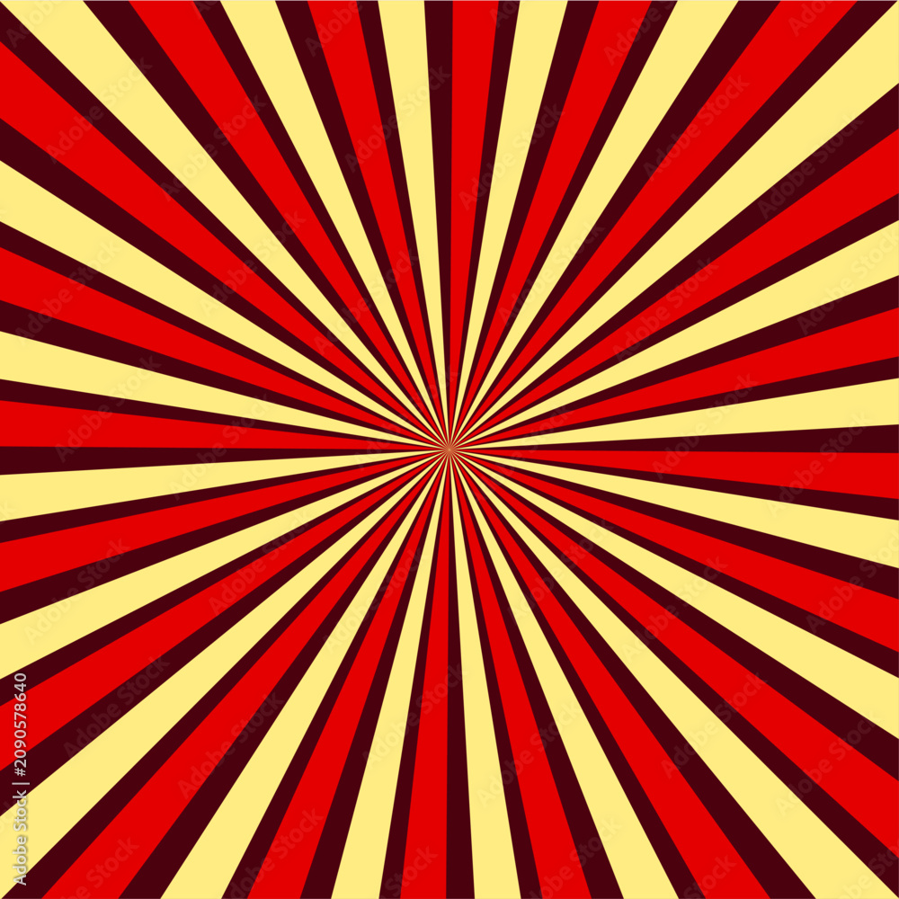 Obraz premium Red and Brown Retro Vintage Beams Rays Background. This Background is perfect for 70s, 80s, and 90s vintage usage, as well as intro, outro, and back-to-era backgrounds. 