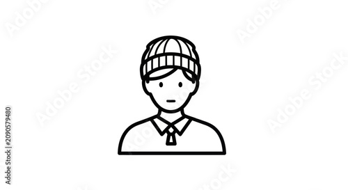 Young man wearing beanie and tie icon
