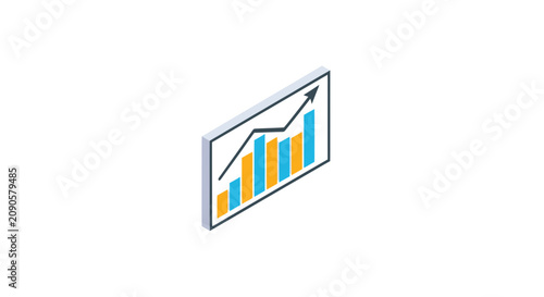 Business growth bar chart with upward arrow