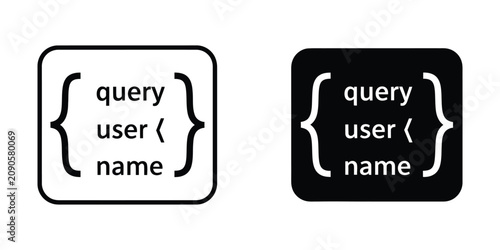 Photos User query database code syntax set in rounded square shape with curly brackets