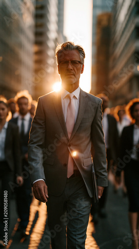 Confident Businessman Strid...